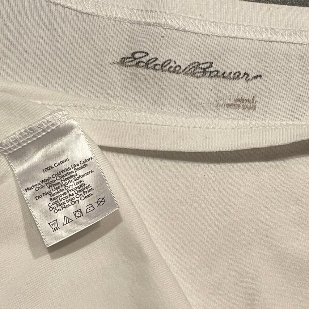 Women's White Cotton 3/4 Sleeve Top w/ Shoulder Button Accent (Large) - Picture 8 of 9